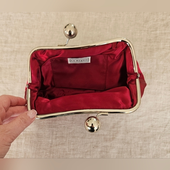 La Regale Red Satin Clutch - Picture 8 of 8